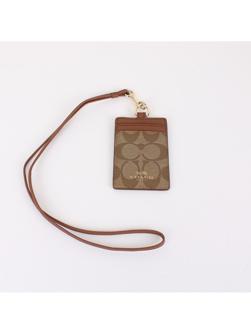 Coach ID Lanyard in Signature Canvas Brown Khaki